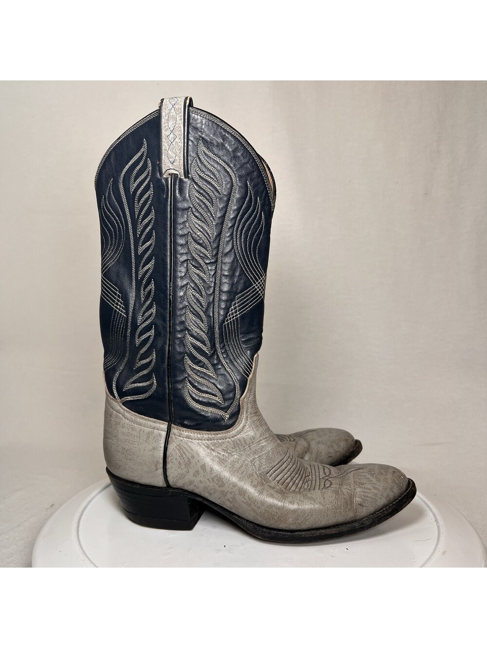 VTG Tony Lama 8056 Black Label Gray Blue Antelope Western Cowboy Boots Sz 8.5 D